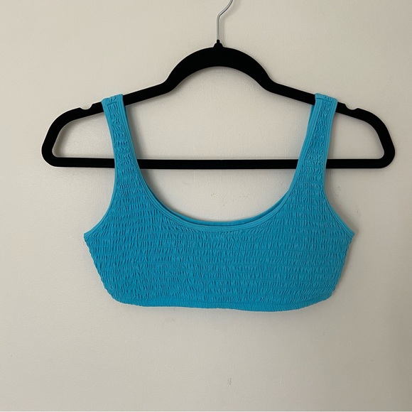 L Space Smocked Bikini Set Blue Aquarius Izzie Top Barlette Bikini Bottom Small - Picture 7 of 12